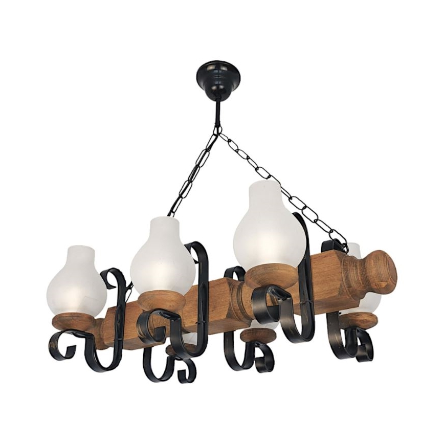Brilagi - Pendel med kædeophæng RUSTIC 6xE14/40W/230V bøg