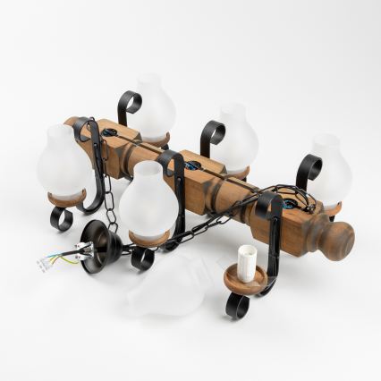 Brilagi - Pendel med kædeophæng RUSTIC 6xE14/40W/230V bøg