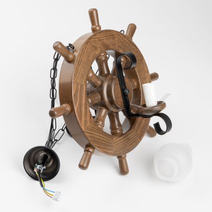 Brilagi - Pendel med kædeophæng TIMONA 2xE14/40W/230V bøg/valnød