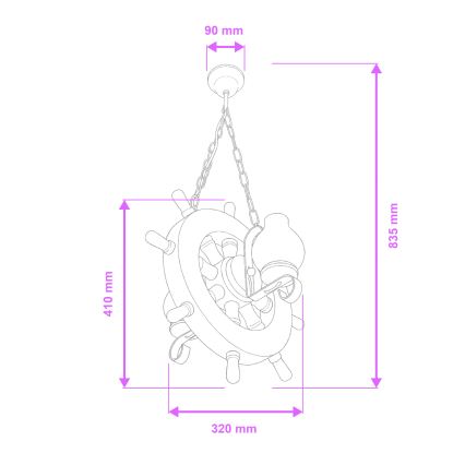 Brilagi - Pendel med kædeophæng TIMONA 2xE14/40W/230V bøg/valnød