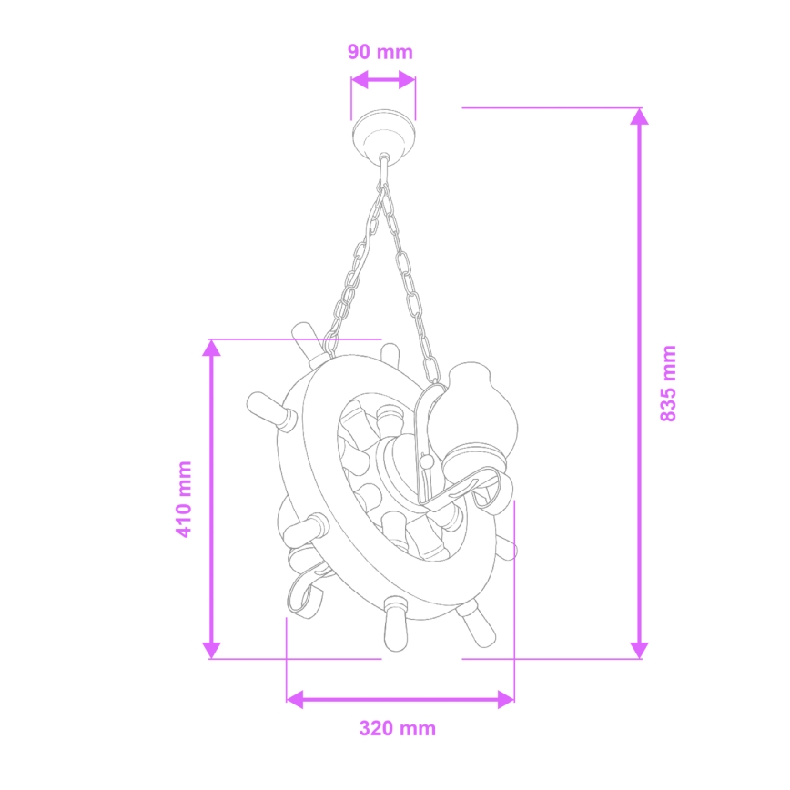 Brilagi - Pendel med kædeophæng TIMONA 2xE14/40W/230V bøg/valnød