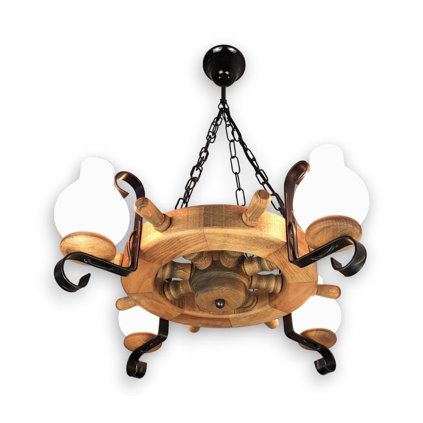 Brilagi - Pendel med kædeophæng TIMONA 4xE14/40W/230V bøg