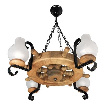 Brilagi - Pendel med kædeophæng TIMONA 4xE14/40W/230V bøg