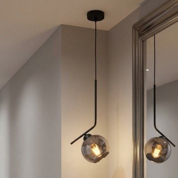 Brilagi - Pendel med ledning 1xE27/60W/230V sort/røget grå