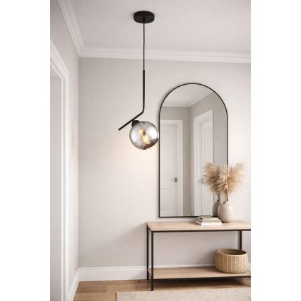 Brilagi - Pendel med ledning 1xE27/60W/230V sort/røget grå