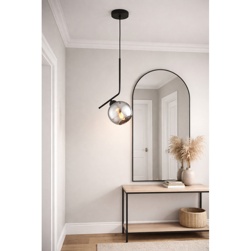 Brilagi - Pendel med ledning 1xE27/60W/230V sort/røget grå