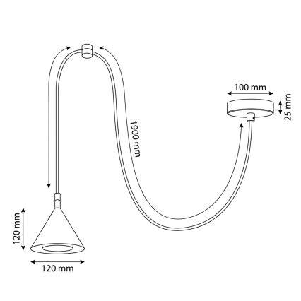 Brilagi - Pendel med ledning CONE SINGLE SPIDER 1xGX53/15W/230V hvid