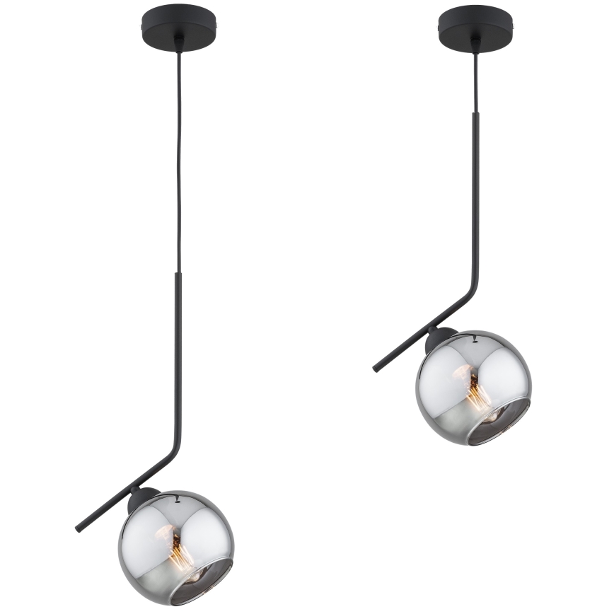 Brilagi - Pendel med ledning DIOR 1xE27/60W/230V sort/røget grå