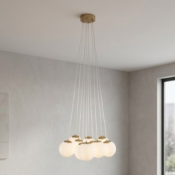 Brilagi - Pendel med ledning GLOBE 10xE14/15W/230V hvid