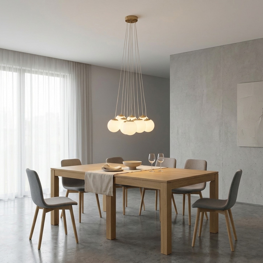 Brilagi - Pendel med ledning GLOBE 10xE14/15W/230V hvid