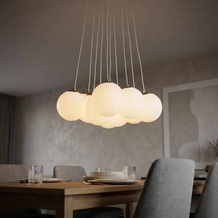 Brilagi - Pendel med ledning GLOBE 10xE14/15W/230V hvid