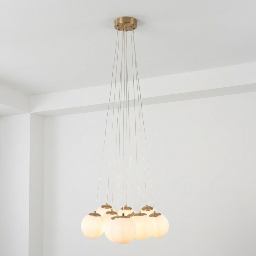 Brilagi - Pendel med ledning GLOBE 10xE14/15W/230V hvid