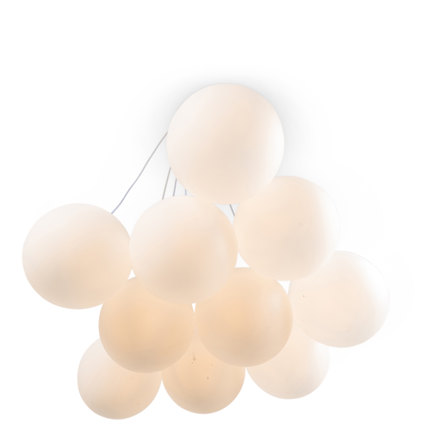 Brilagi - Pendel med ledning GLOBE 10xE14/15W/230V hvid