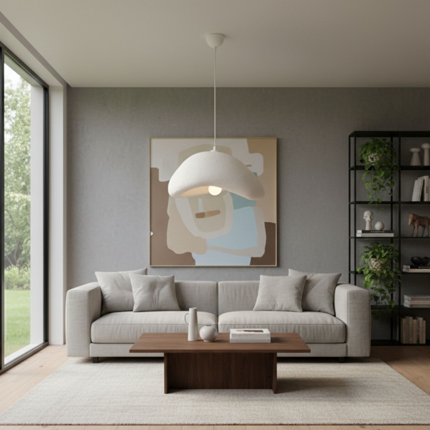 Brilagi - Pendel med ledning LUNA 1xE27/40W/230V Ø 42 cm hvid