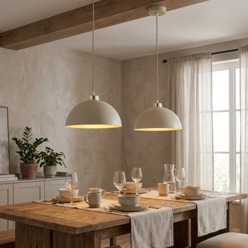 Brilagi - Pendel med ledning MOON 1xE27/60W/230V Ø 30 cm beige/guld