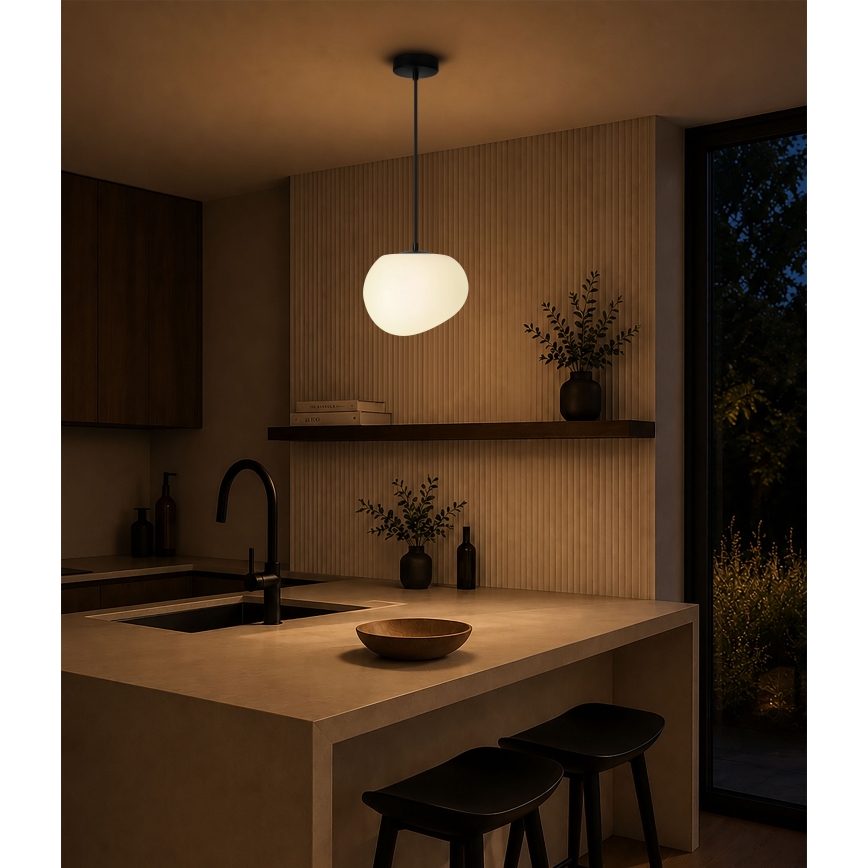 BRILAGI - Pendel med ledning PEBBLES 1xE27/40W/230V Ø 20 cm sort