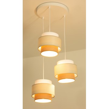 Brilagi - Pendel med ledning RESNA 3xE27/60W/230V Ø 45 cm creme/beige