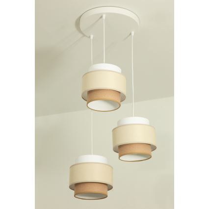 Brilagi - Pendel med ledning RESNA 3xE27/60W/230V Ø 45 cm creme/beige