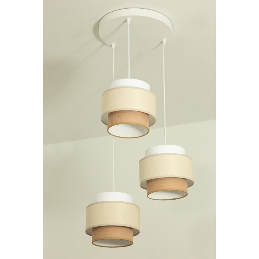 Brilagi - Pendel med ledning RESNA 3xE27/60W/230V Ø 45 cm creme/beige