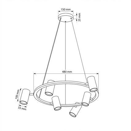 Brilagi - Pendel med ledning SELE 6xGU10/30W/230V hvid