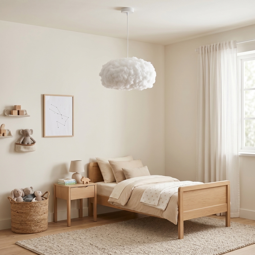 Brilagi - Pendel med ledning SOLEAIR 1xE27/60W/230V Ø 45 cm hvid