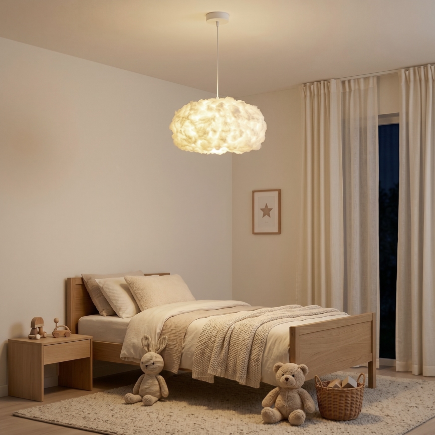 Brilagi - Pendel med ledning SOLEAIR 1xE27/60W/230V Ø 45 cm hvid