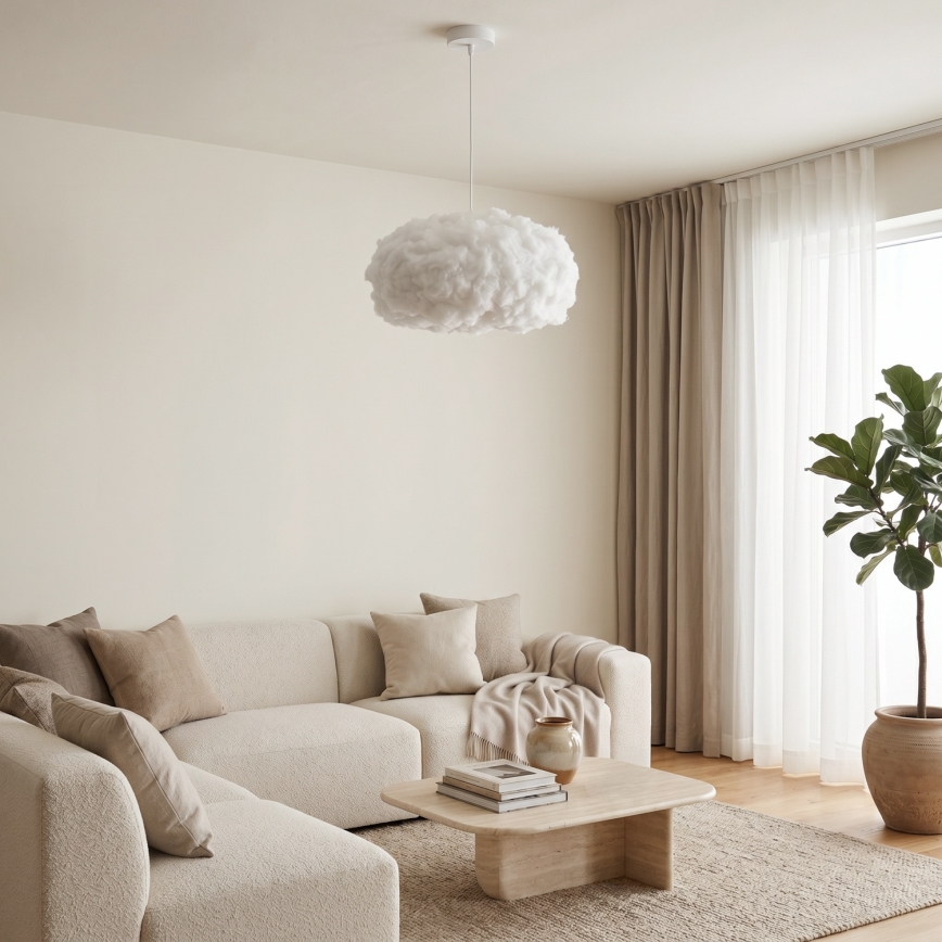 Brilagi - Pendel med ledning SOLEAIR 1xE27/60W/230V Ø 45 cm hvid