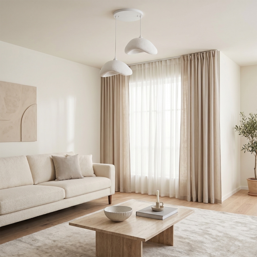 Brilagi - Pendel med ledning WABI SABI 2xE27/40W/230V Ø 74 cm hvid