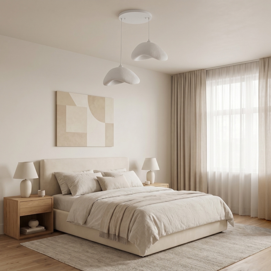 Brilagi - Pendel med ledning WABI SABI 2xE27/40W/230V Ø 74 cm hvid