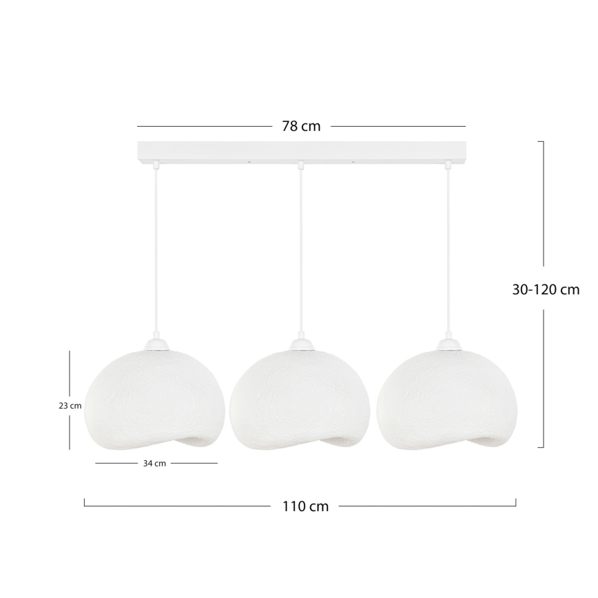 Brilagi - Pendel med ledning WABI SABI 3xE27/40W/230V hvid