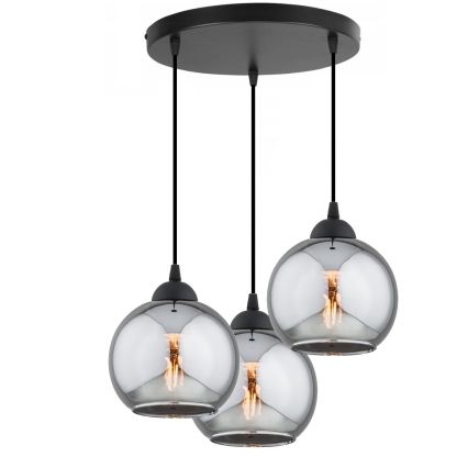 Brilagi - Pendel med wire 3xE27/60W/230V sort/røggrå