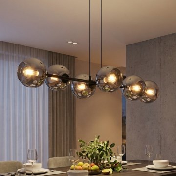 Brilagi - Pendel med wire 6xE27/60W/230V sort/røggrå