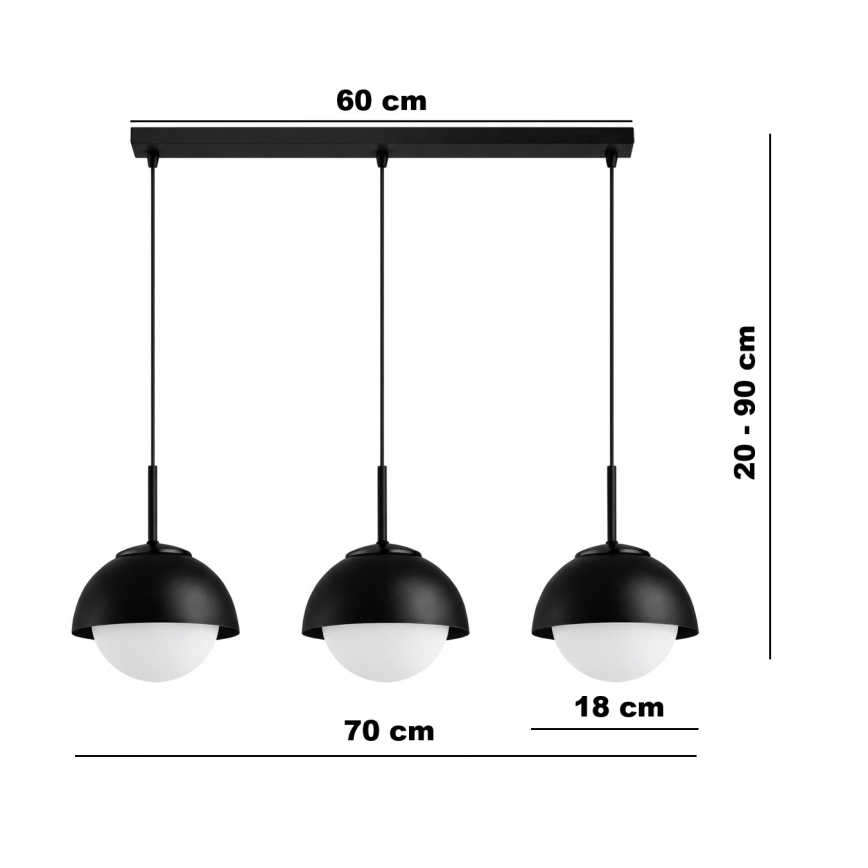 BRILAGI - Pendel med wire COSMO 3xE27/60W/230V sort