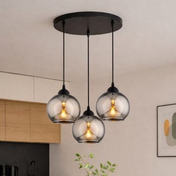 Brilagi - Pendel med wire DIOR 3xE27/60W/230V sort/røggrå