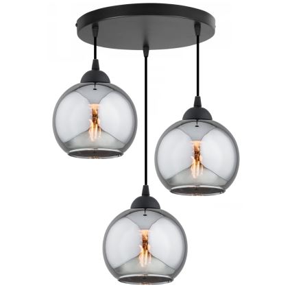 Brilagi - Pendel med wire DIOR 3xE27/60W/230V sort/røggrå