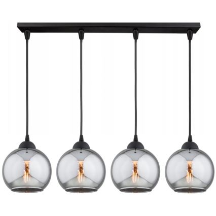 Brilagi - Pendel med wire DIOR 4xE27/60W/230V sort/røggrå