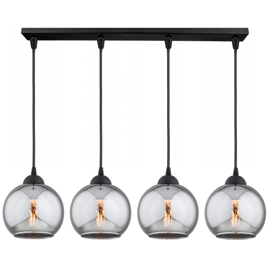 Brilagi - Pendel med wire DIOR 4xE27/60W/230V sort/røggrå