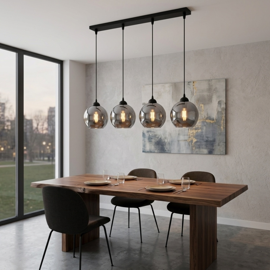 Brilagi - Pendel med wire DIOR 4xE27/60W/230V sort/røggrå