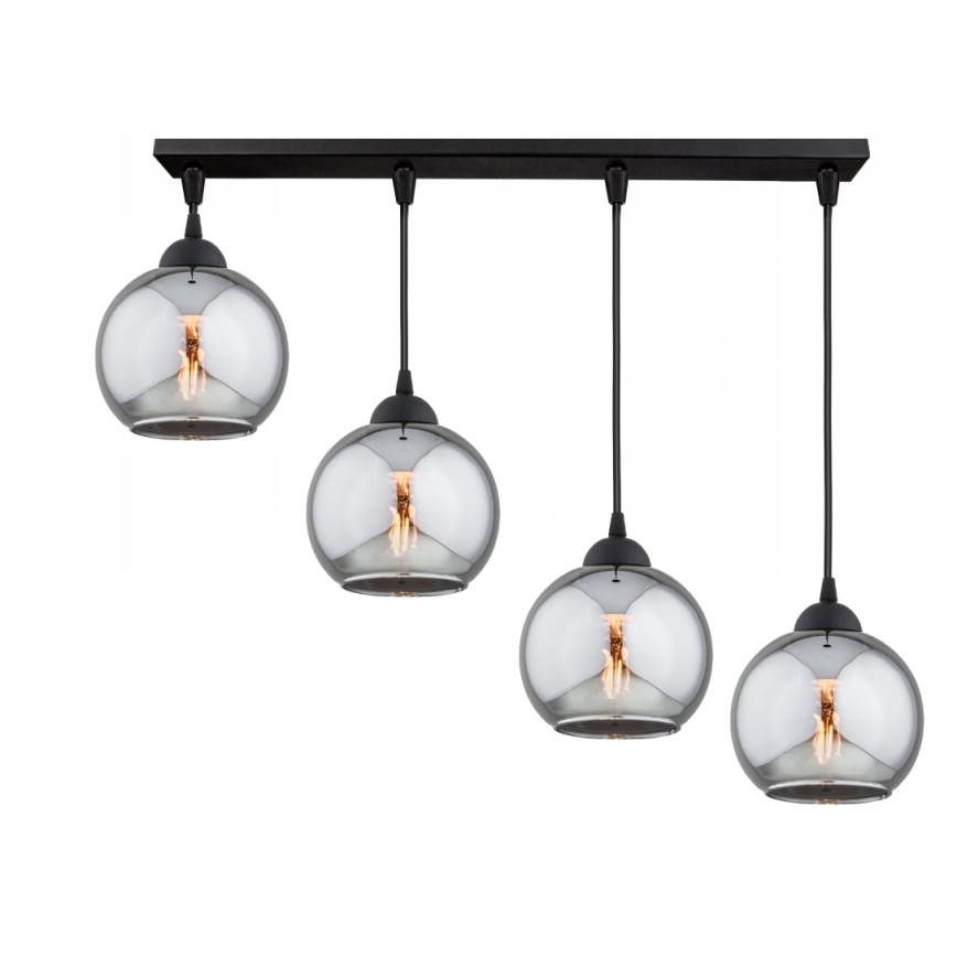 Brilagi - Pendel med wire DIOR 4xE27/60W/230V sort/røggrå