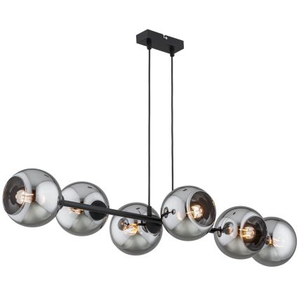 Brilagi - Pendel med wire DIOR 6xE27/60W/230V sort/røggrå