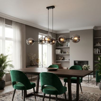 Brilagi - Pendel med wire DIOR 6xE27/60W/230V sort/røggrå