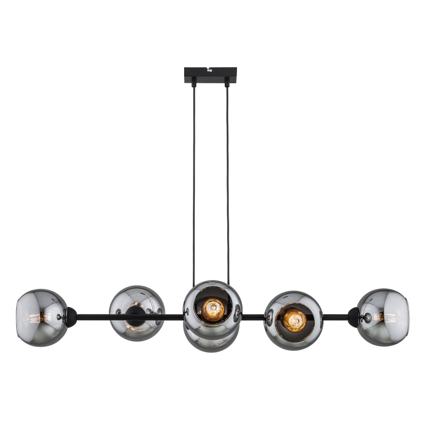 Brilagi - Pendel med wire DIOR 6xE27/60W/230V sort/røggrå