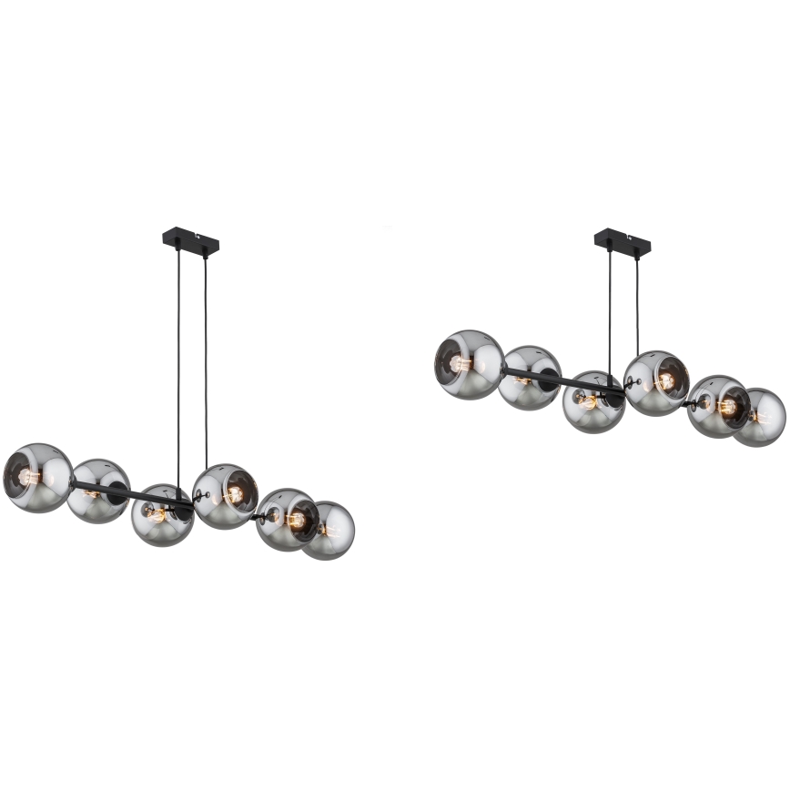 Brilagi - Pendel med wire DIOR 6xE27/60W/230V sort/røggrå