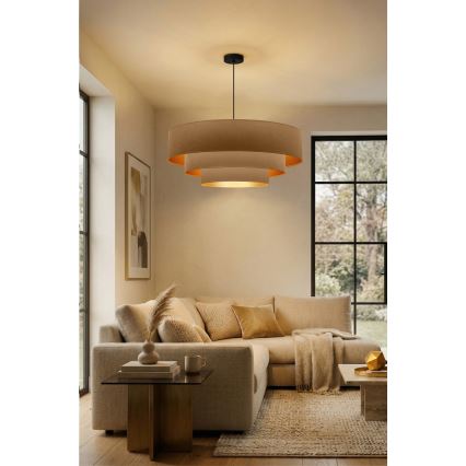 Brilagi - Pendel med wire LUNETA, 3 x E27-sokkel, maks. 60 W, 230 V, Ø 80 cm, beige/guld
