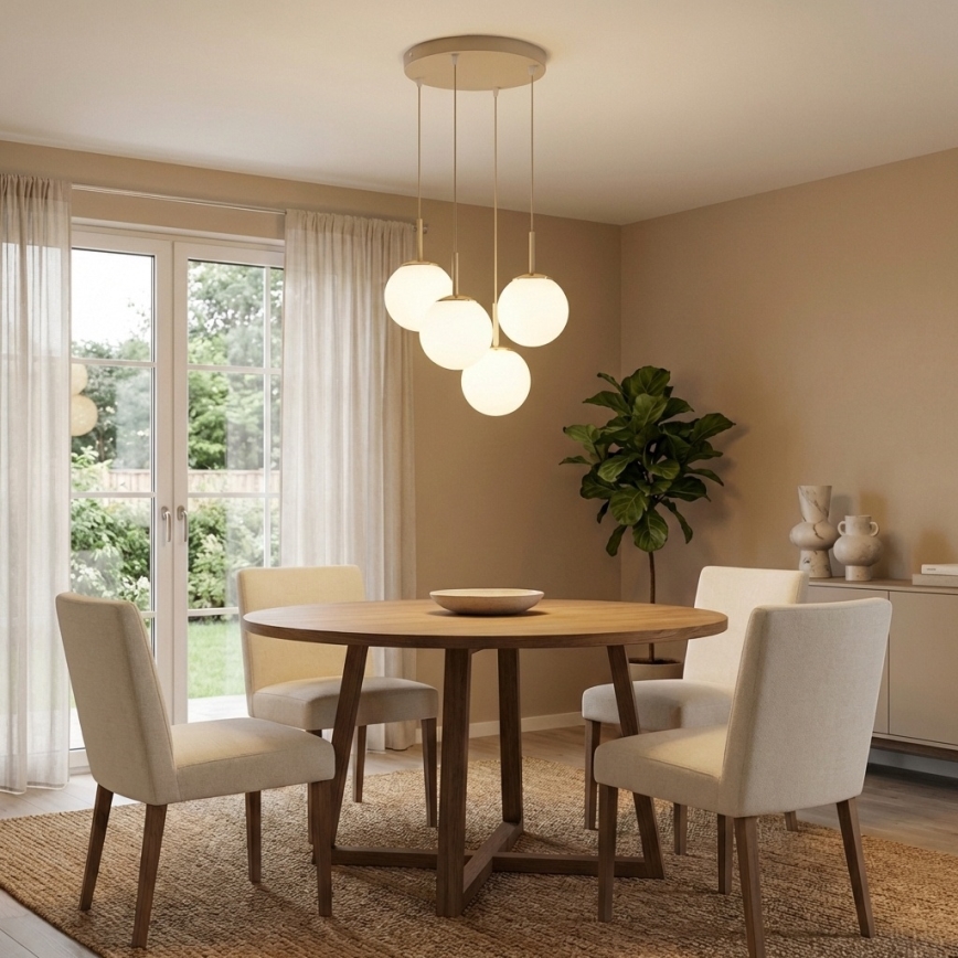 Brilagi - Pendel med wire MILO ECRU 4xE27/60W/230V beige/guld