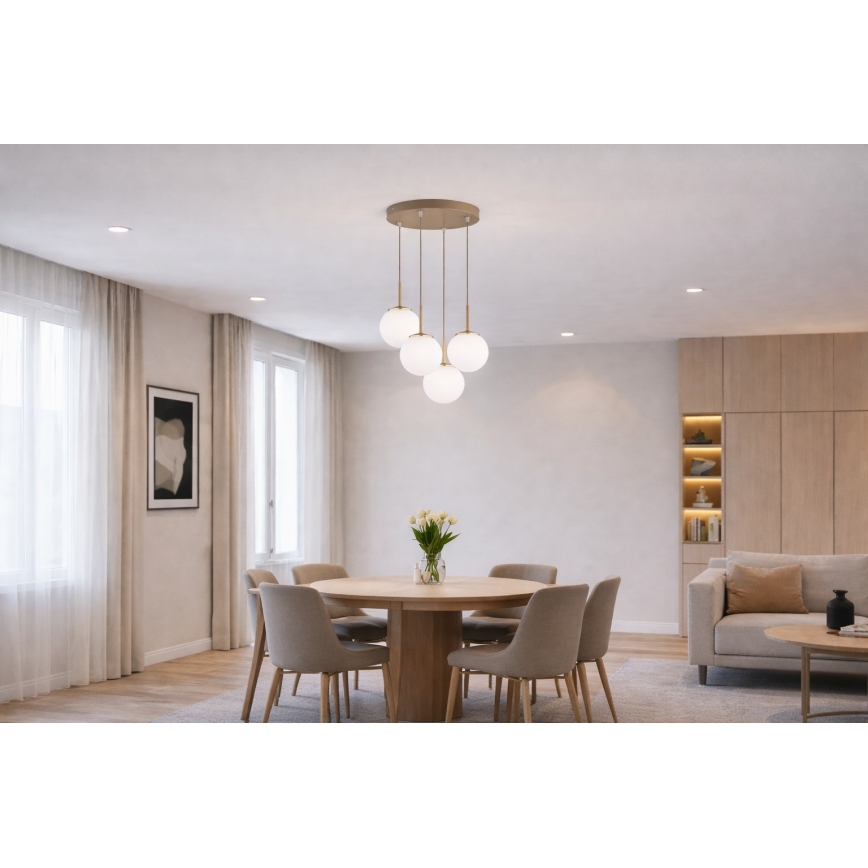 Brilagi - Pendel med wire MILO ECRU 4xE27/60W/230V beige/guld