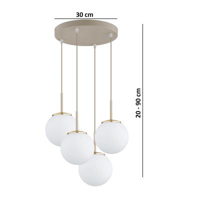 Brilagi - Pendel med wire MILO ECRU 4xE27/60W/230V beige/guld