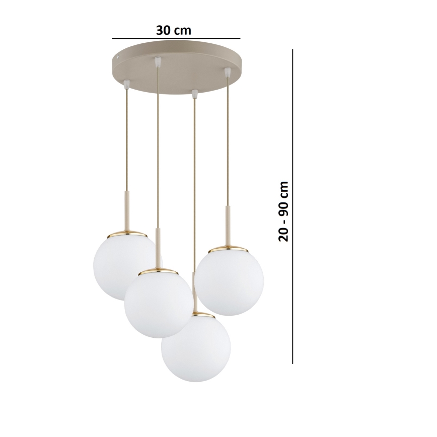 Brilagi - Pendel med wire MILO ECRU 4xE27/60W/230V beige/guld