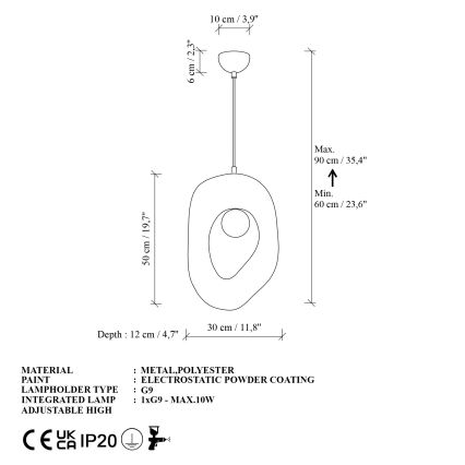 Brilagi - Pendel med wire WABI SABI 1xG9/8W/230V hvid