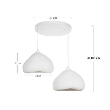 Brilagi - Pendel med wire WABI SABI 2xE27/40W/230V Ø 45 cm hvid